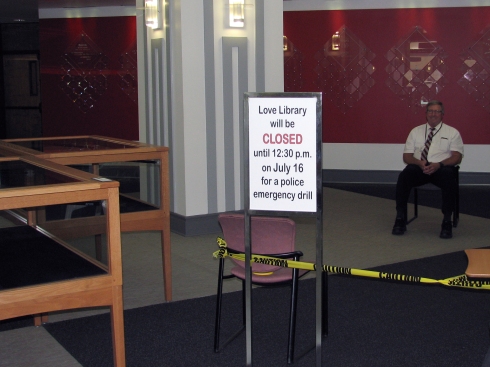 Library closed for police drill